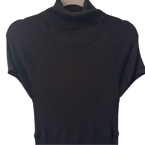 Anthropologie Maeve Samson Knitted Turtleneck Midi Dress Black Sparkle Size M - Picture 6 of 12